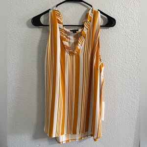 Ann Taylor Orange and White Striped Tank Top